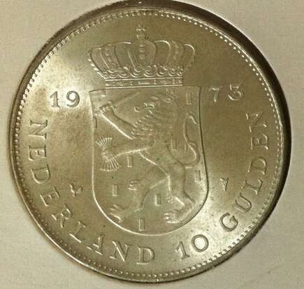 10 Gulden 1973, zilver 720/1000