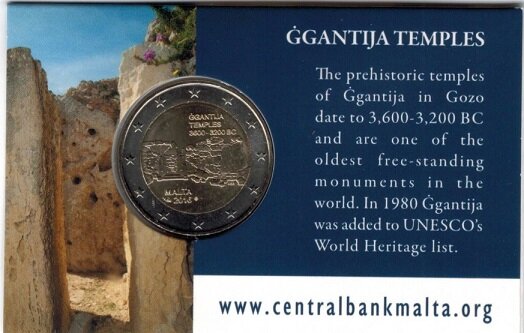 2016: Ggantija Tempels, BU met Franse munttekens in coincard