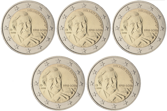 2018: 5 X 2 euro, Helmut Schmidt