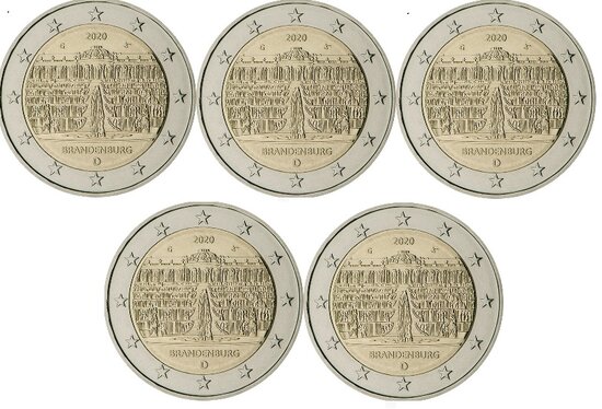 2020: 5 X 2 euro, Brandenburg, Kasteel Sanssouci