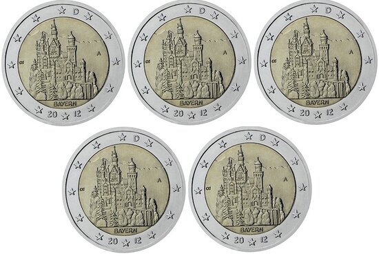 2012: 5 X 2 euro, Neuschwanstein