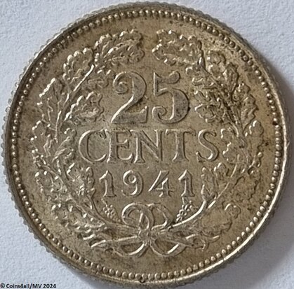 Nederland  25 Cent 1941 Fr.