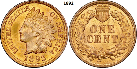 1 Cent 1892, Indian Head