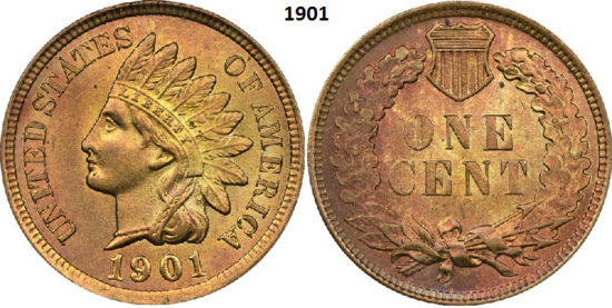 1 Cent 1901, Indian Head