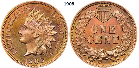 1 Cent 1908, Indian Head