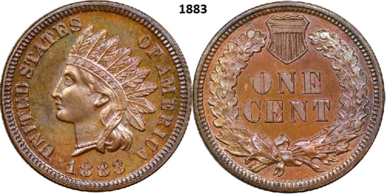 1 Cent 1883, Indian Head
