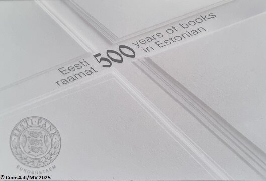 2025: Coincard Estland: 500 jaar eerste tekst gedrukt in het Ests