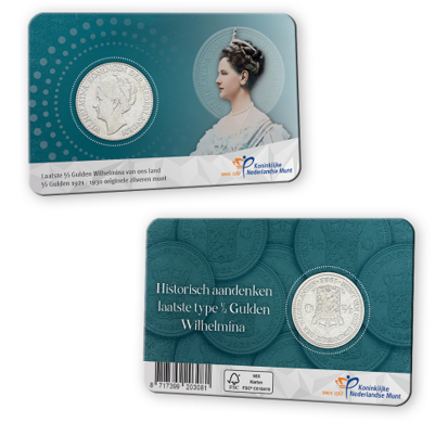 Numismatische  Coincard 2025: laatste zilveren ½ Gulden van Wilhelmina '1921-1930', Standaard versie