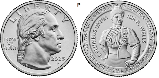 25 Cent 2025, Ida B. Wells, UNC, P