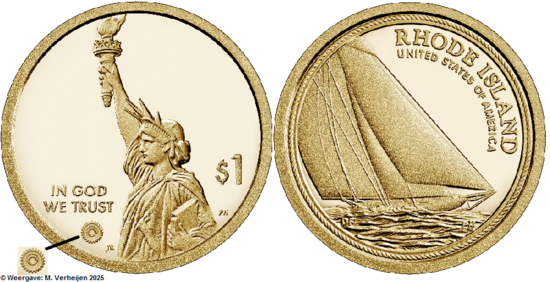 1 US Dollar 2022, Rhode Island