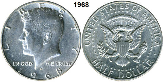 US ½ Dollar 1968, mmt D