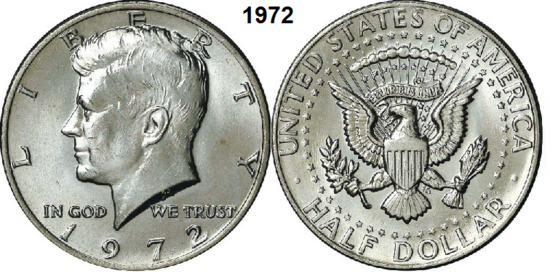 US ½ Dollar 1972, zonder mmt