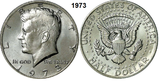 US ½ Dollar 1973, zonder mmt