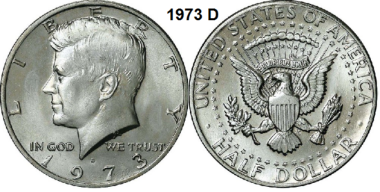 US ½ Dollar 1973, mmt D