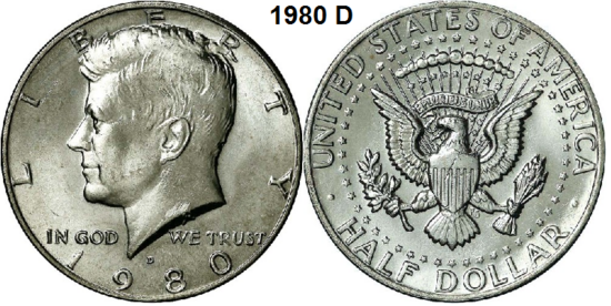 US ½ Dollar 1980, mmt D