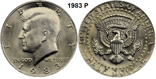 US ½ Dollar 1983, mmt P