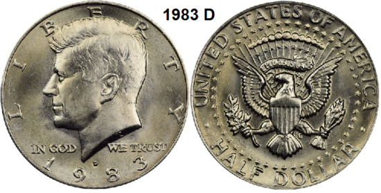 US ½ Dollar 1983, mmt D