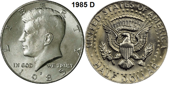 US ½ Dollar 1985, mmt D