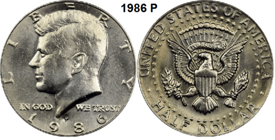 US ½ Dollar 1986, mmt P