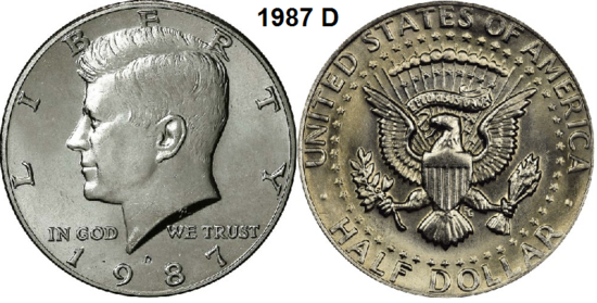 US ½ Dollar 1987, mmt D