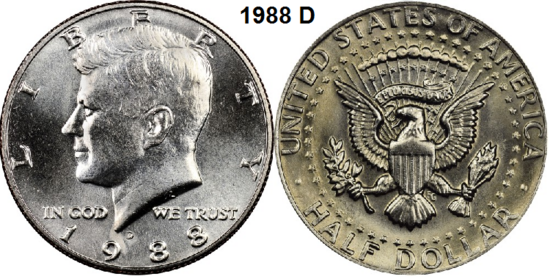 US ½ Dollar 1988, mmt D