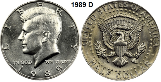 US ½ Dollar 1989, mmt D