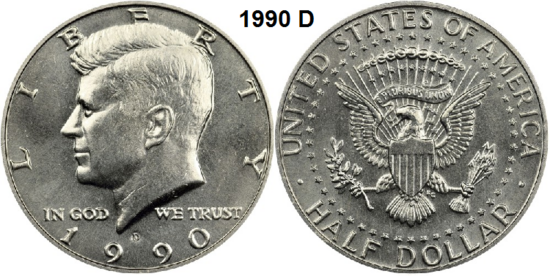 US ½ Dollar 1990, mmt D