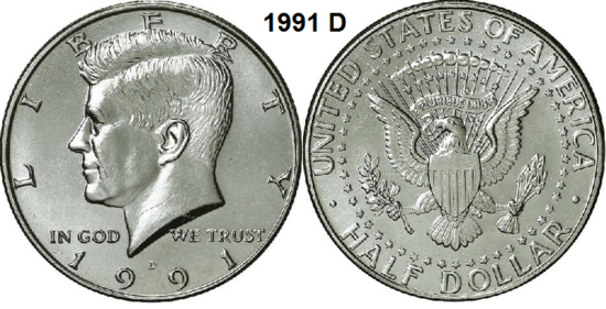 US ½ Dollar 1991, mmt D