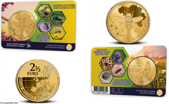 België 2½ Euro 2024 "De bij in België", BU in coincard Frans