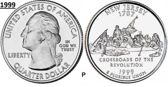 25 Cent 1999, New Jersey 'The Garden State', UNC mmt P