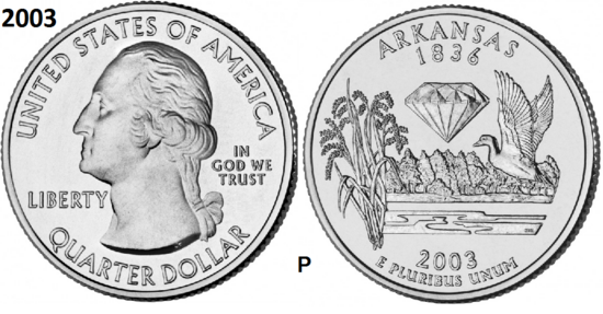 25 Cent 2003, Arkansas 'The Natural State', UNC mmt P
