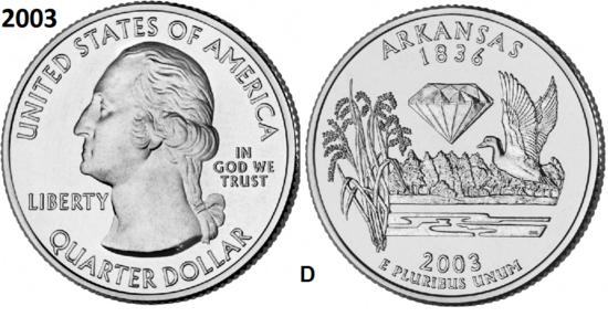 25 Cent 2003, Arkansas 'The Natural State', UNC mmt D