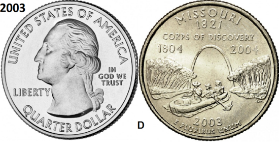 25 Cent 2003, Missouri 'The Show Me State', UNC mmt D