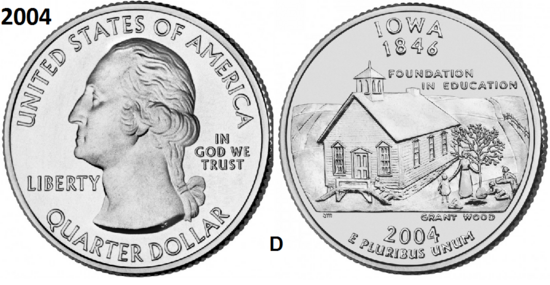 25 Cent 2004, Iowa 'The Hawkeye State', UNC mmt D