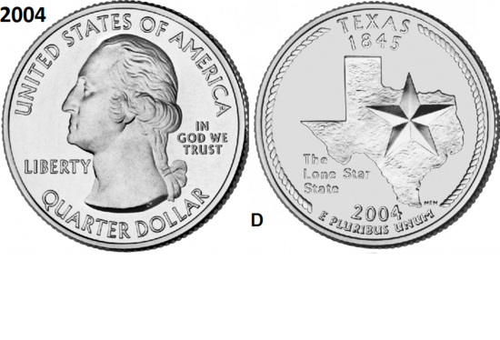 25 Cent 2004, Texas 'The Lone Star State', UNC mmt D
