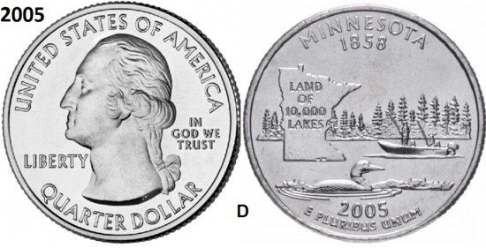 25 Cent 2005, Minnesota 'The North Star State', UNC mmt D