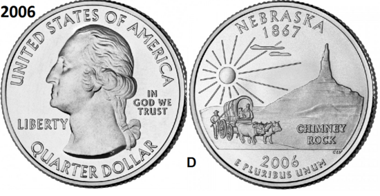 25 Cent 2006, Nebraska 'The Cornhusker State', UNC mmt D