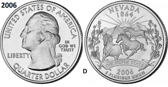 25 Cent 2006, Nevada 'The Silver State', UNC mmt D