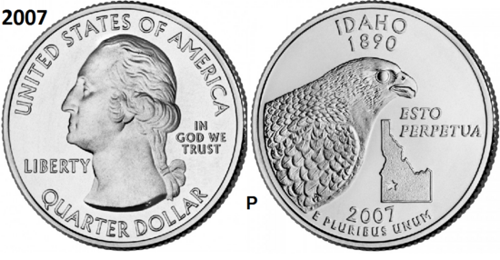 25 Cent 2007, Idaho 'The Gem State', UNC mmt P