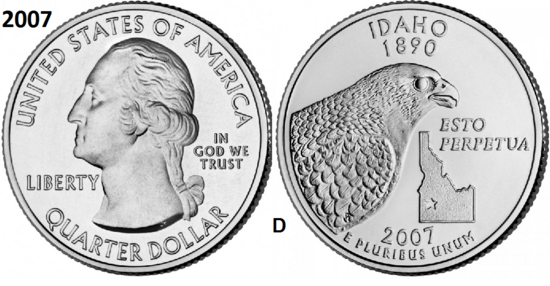 25 Cent 2007, Idaho 'The Gem State', UNC mmt D