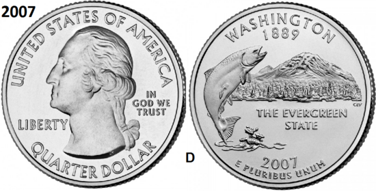25 Cent 2007, Washington 'The Evergreen State', UNC mmt D
