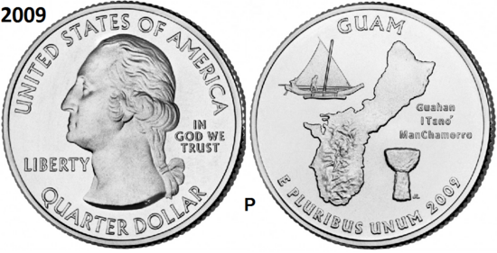 25 Cent 2009, Guam, UNC mmt P