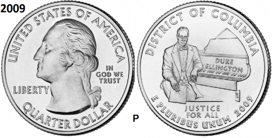 25 Cent 2009, District of Columbia (Washington D.C.), UNC mmt P