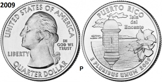 25 Cent 2009, Commonwealth of Puerto Rico, UNC mmt D