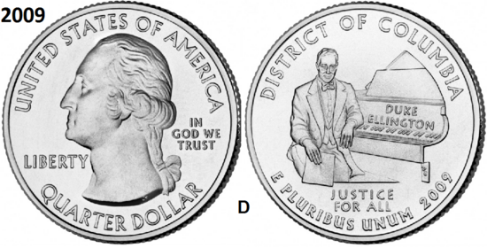 25 Cent 2009, District of Columbia (Washington D.C.), UNC mmt D