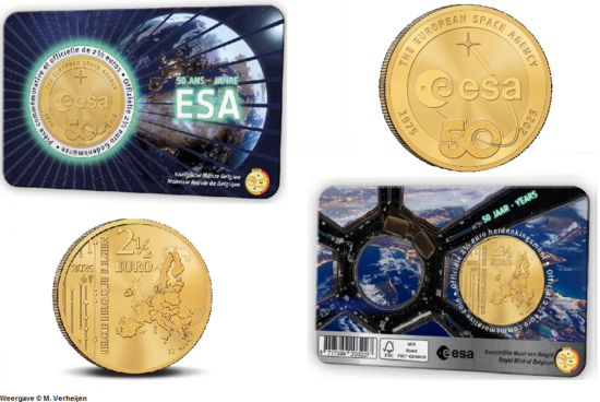 België 2½ Euro 2025 "50 Jaar ESA", BU in coincard Frans