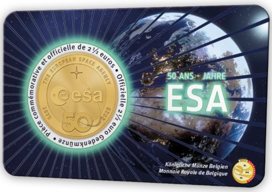 België 2½ Euro 2025 "50 Jaar ESA", BU in coincard Frans