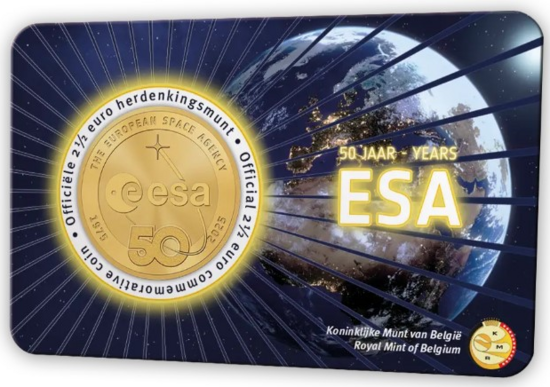 België 2½ Euro 2025 "50 Jaar ESA", BU in coincard Nederlands