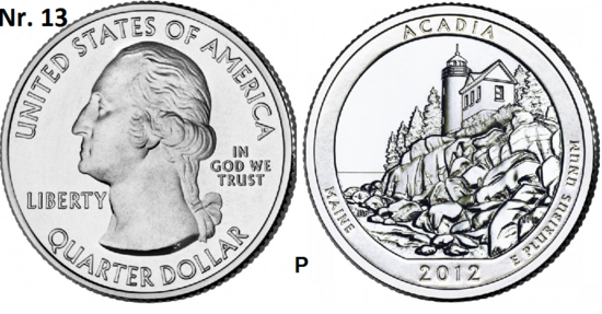 25 Cent 2012, Acadia, National Park, Maine mmt P