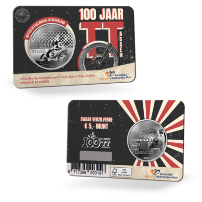 Nederland  5 euro 2025 "100 Jaar TT van Assen", EDU in coincard